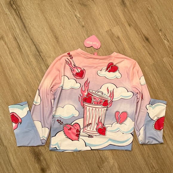 Sugar Thrillz Pink and Blue Cupid Bear Long Sleeve Tee - Picture 2 of 6